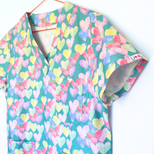 Flossy Hearts Scrub Top