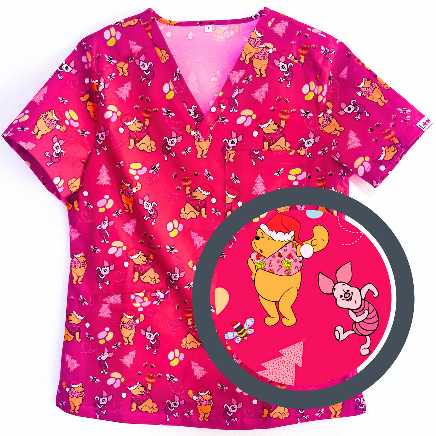 Bear wearing Xmas scrubs - Scrub Top