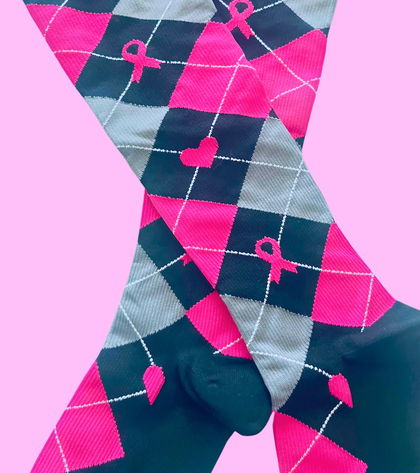 Pink Ribbon Diamond Compression Socks