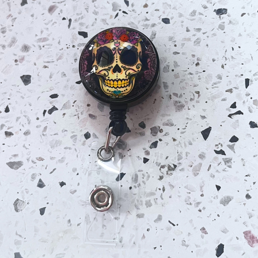 Black Skull Badge Reel