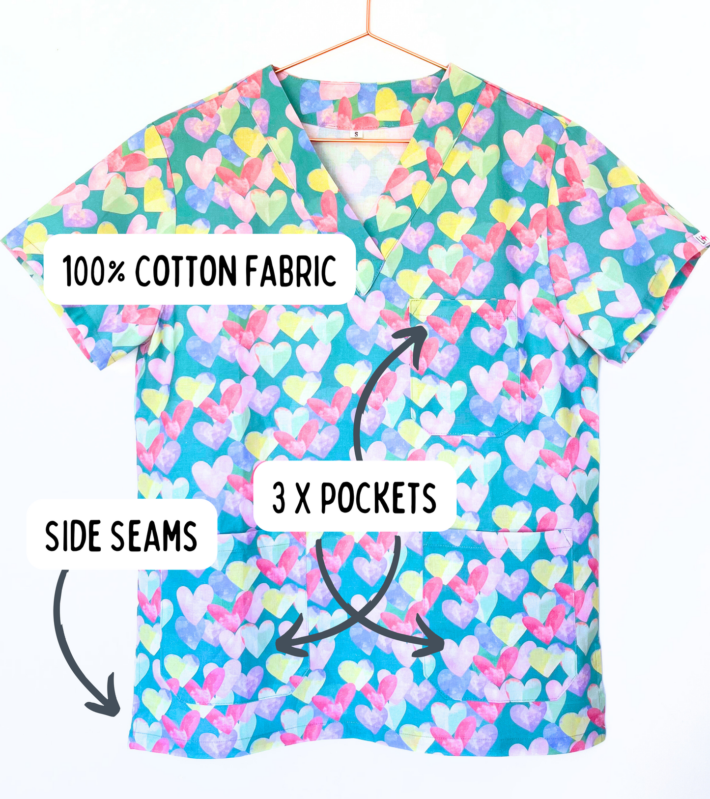 Flossy Hearts Scrub Top