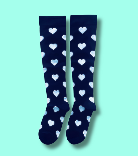 White Heart of Stone Compression Socks