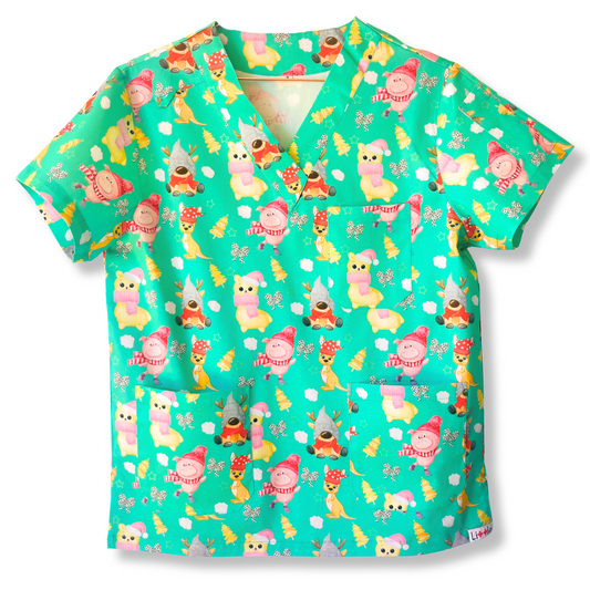 Beanie Xmas Scrub Top