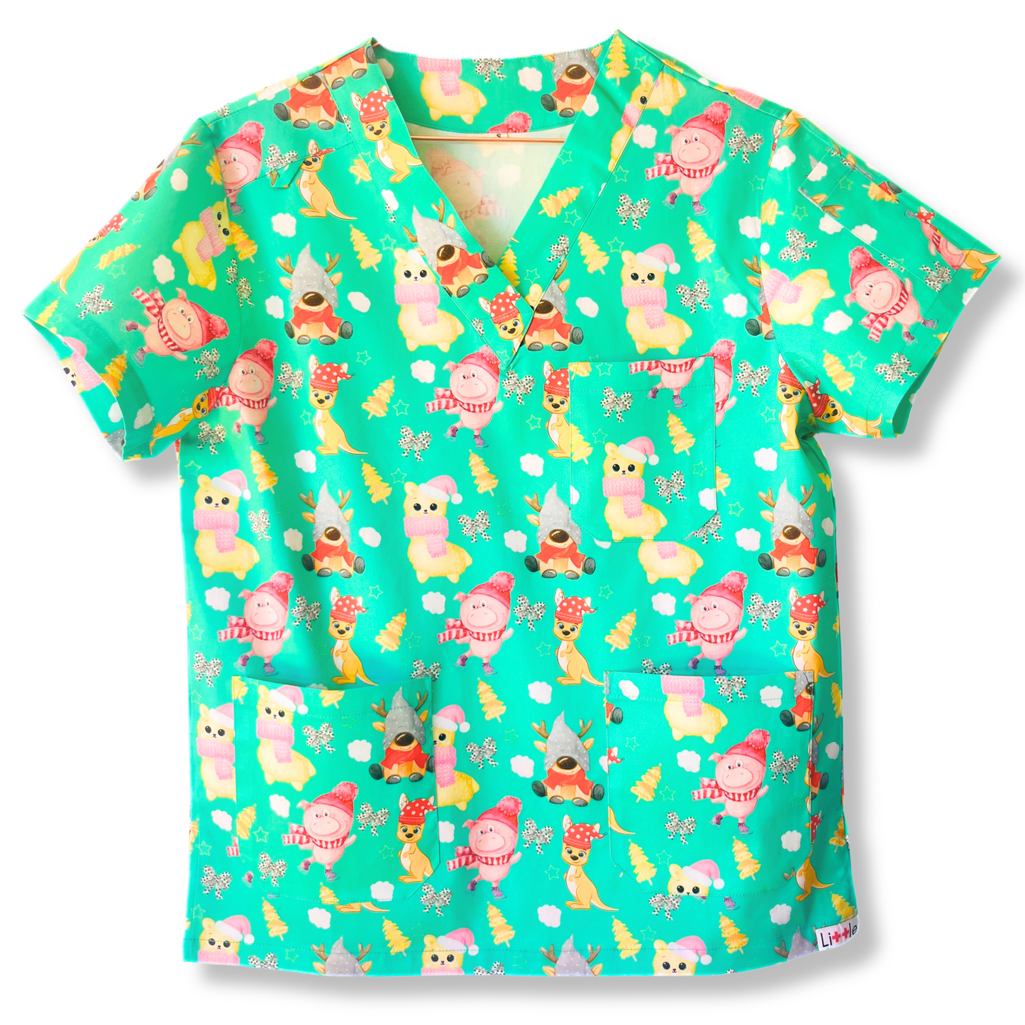 Beanie Xmas Scrub Top