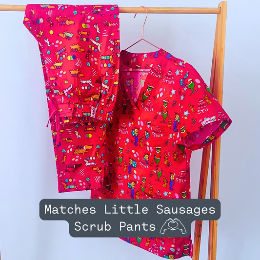 Little Sausages Scrub Pants *Matches Stink Stank Stunk scrub top