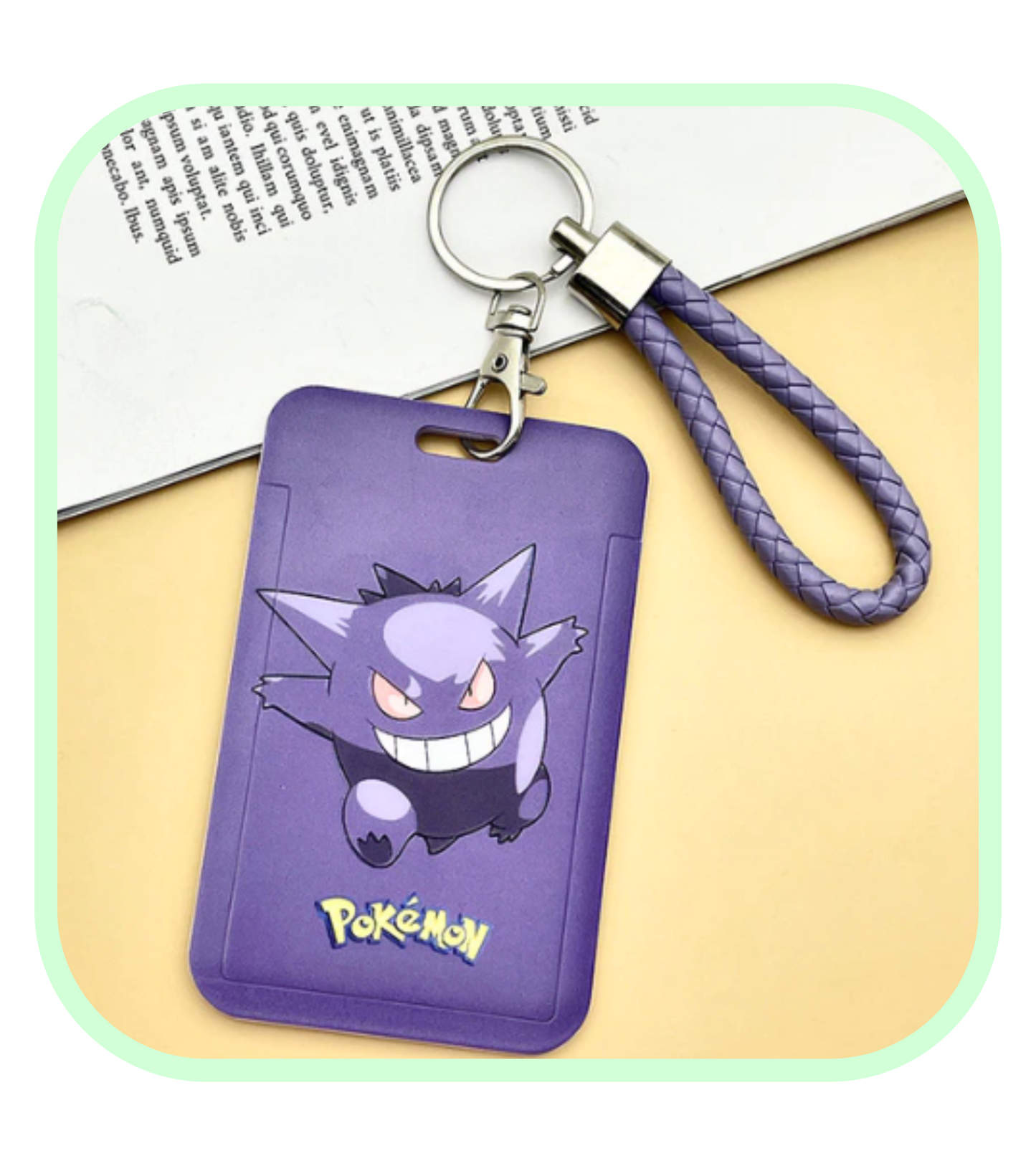 Pokemon Purple ID Card Cover with key ring & strap