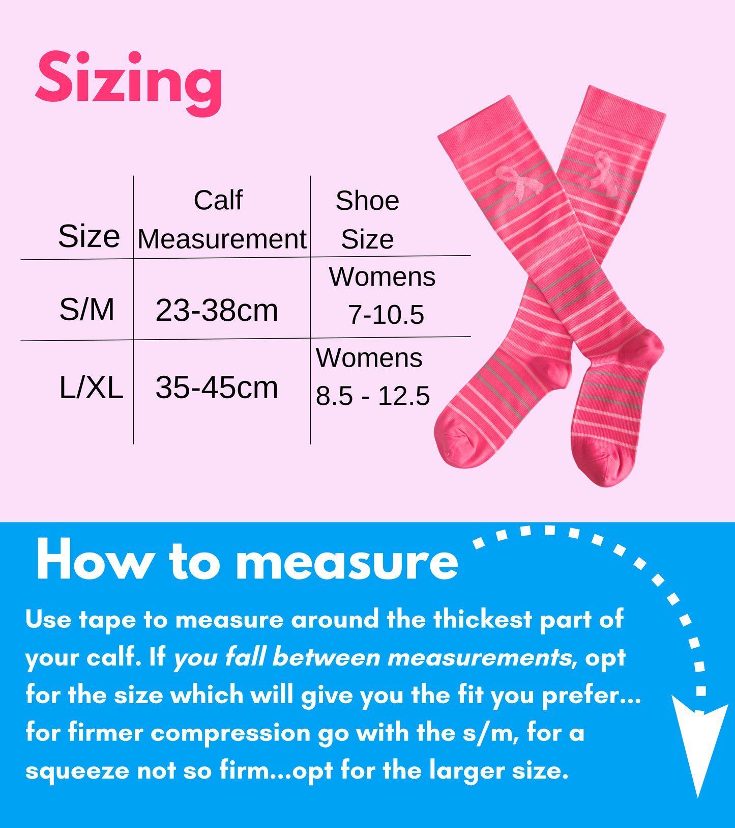 Pink Ribbon Compression Socks